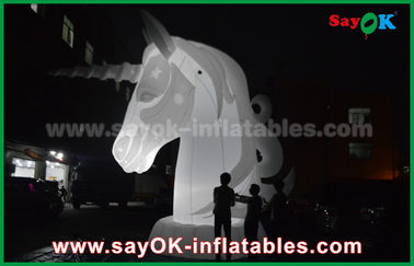 Надувные мультфильмы полно белый Оксфиорд ткань надувный конь единорог с светодиодным светом