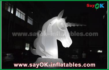 Надувные мультфильмы полно белый Оксфиорд ткань надувный конь единорог с светодиодным светом